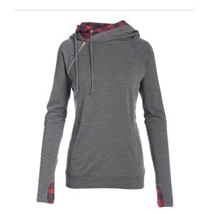 Lightweight Gray/Plaid Hoodie